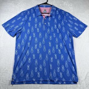 Chubbies Polo Shirt Mens Large Blue Golf Stretch‎ Performance Preppy Pineapples